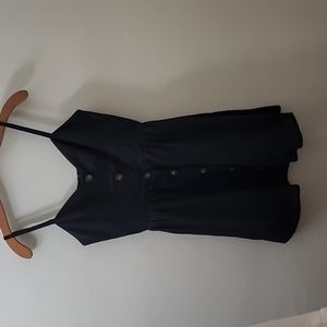 Reformation black linen mini dress with pockets and buttons size 2